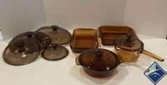 Vintage Brown Casserole Dishes, Cake Pans, etc.
