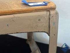 Vintage Envoy Children’s Desk Chair & Metal Bucket