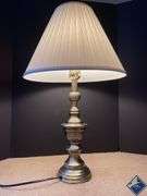 Brass Table Lamp with Pleated Shade