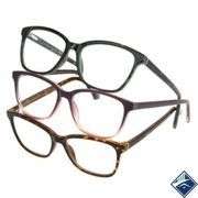 Design Optics Foster Grant Kiersey Plastic Square Reading Glasses 3 Pack +1.25 - Mixed Condition