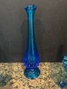 Blue Hobnail Baskets & Vase