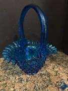 Blue Hobnail Baskets & Vase