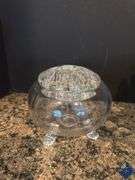 Iridescent Blue Dish & Flower Frog