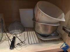 Sifter, Measuring Bowls, Cup Cake Pans, etc.