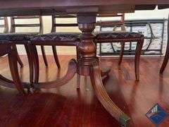 Vintage Cherry Dining Table with 2 Leaves & 7 Chairs