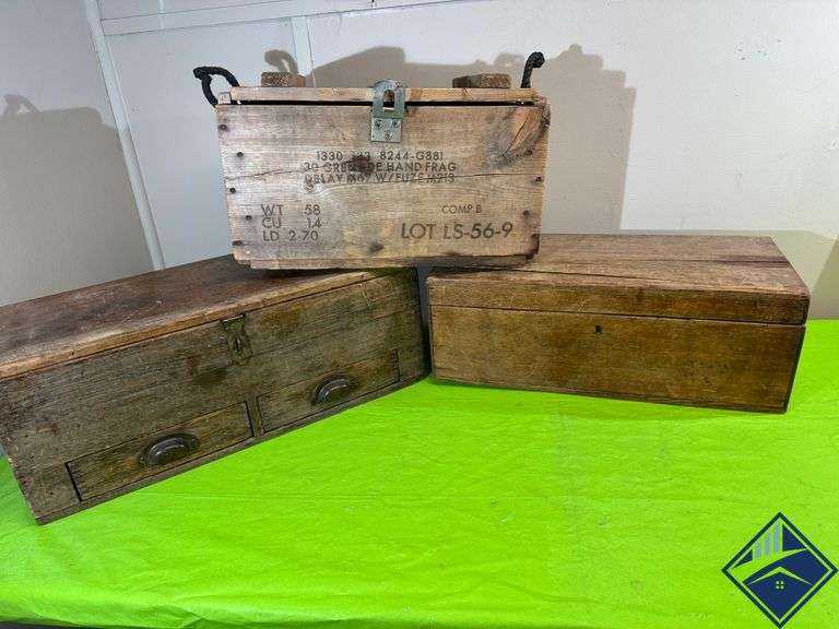 Three Vintage Wooden Boxes