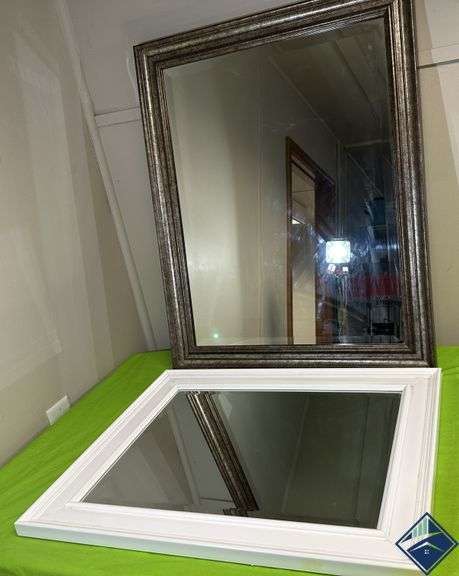 Two Framed Beveled Mirrors