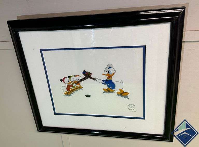 Framed and Matted Walt Disney Donald Duck "The Hockey Champ." (Read Info on Letter of Authenticity)