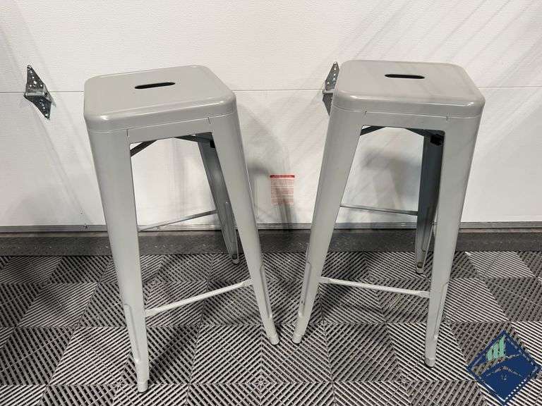 (2) 30” Tall Gunmetal Grey Barstools