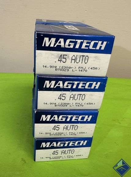 Four Boxes of Magtech 45 Auto Ammo