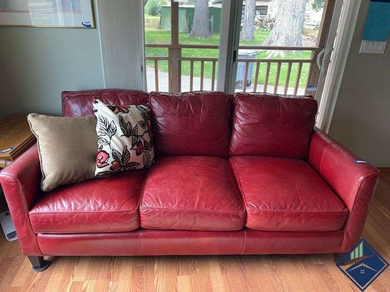 Bradington Young Red Leather Couch