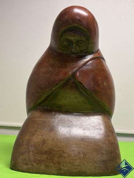 Signed Clay Statue of Native Indian Art