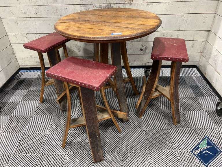 Wine Barrel Made Table & Barstools