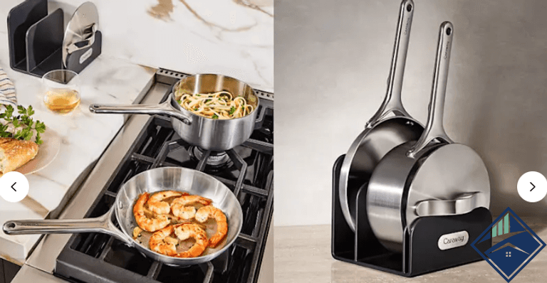 Caraway Stainless Steal Minis Duo & Cabinet Organizers - Retail: $ 279.99   - *NEW*