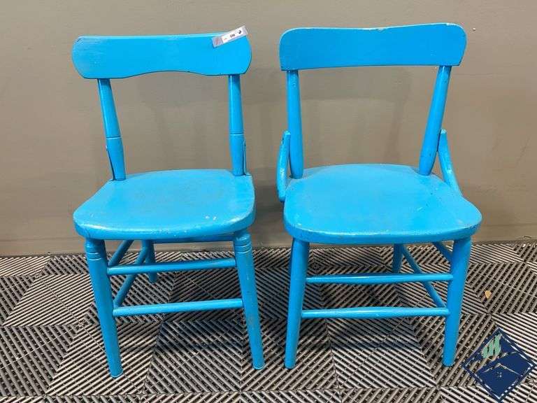 Pair of Painted Wood Kids Chairs