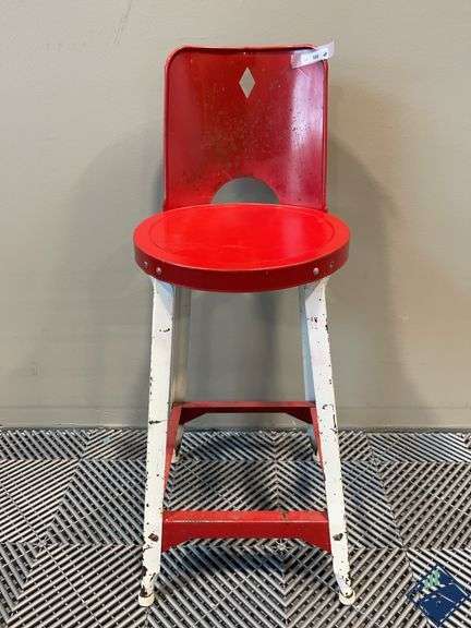 Red Metal Stool