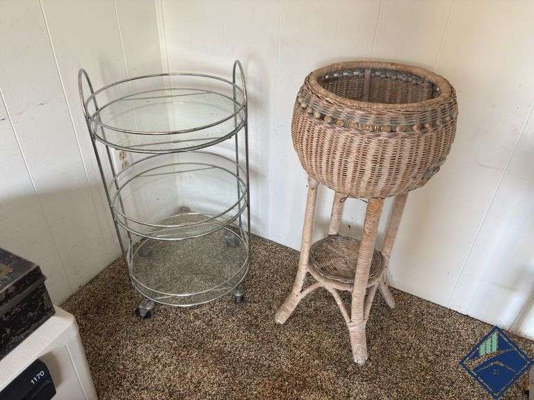 Glass Table And Wicker Basket