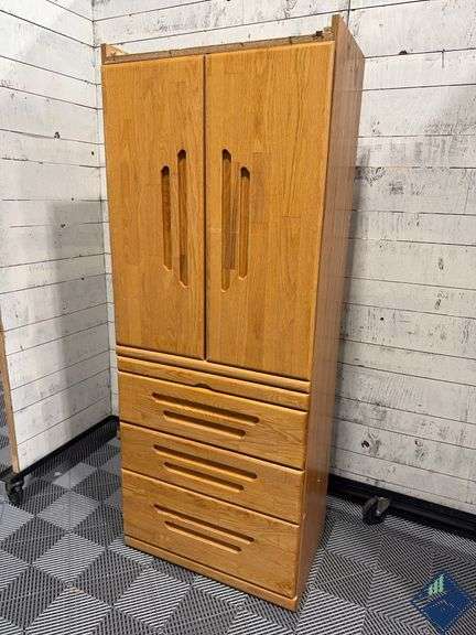 Oak Storage Cabinet with Drawers