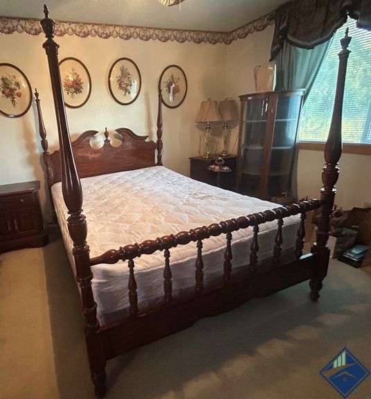 Four-Poster Wooden Bed Frame *mattress not included* *upstairs*