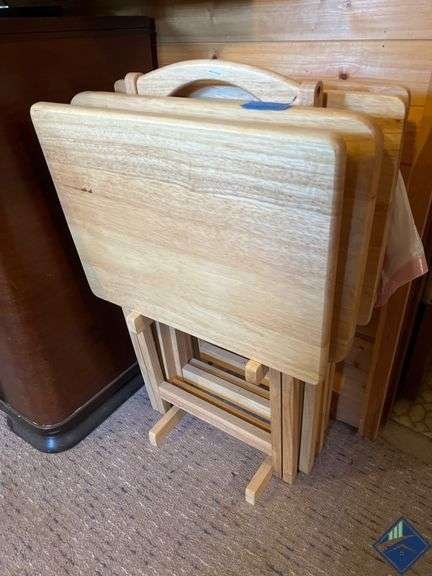 Wooden Folding TV Table Set with Stand