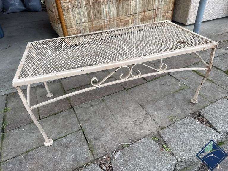 Metal Mesh Rectangular Table with Scrollwork Details