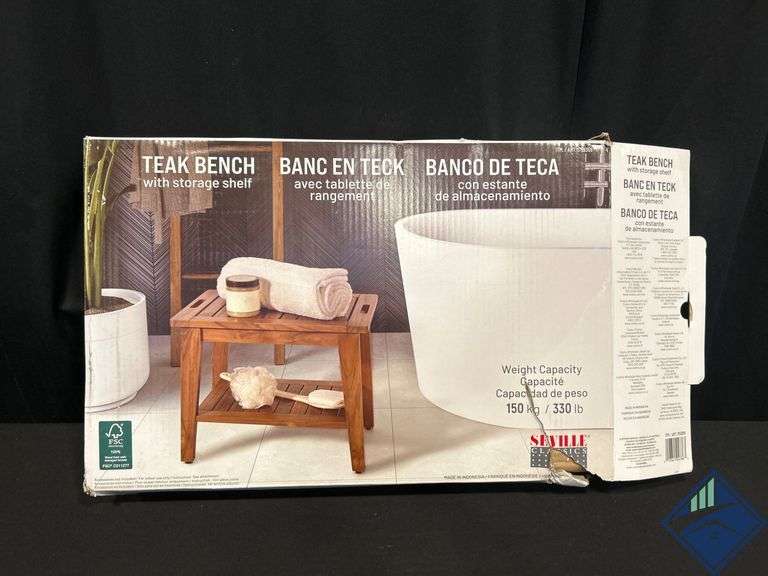 Teak Bench With Storage Shelf by Seville Classics