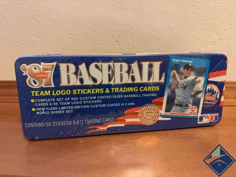 1987 Fleer Baseball Collector Tin with Trading Cards & Stickers