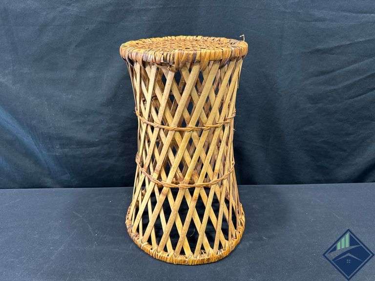 Woven Bamboo Lattice Side Table