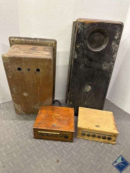 Four Vintage Wooden Electronics Boxes