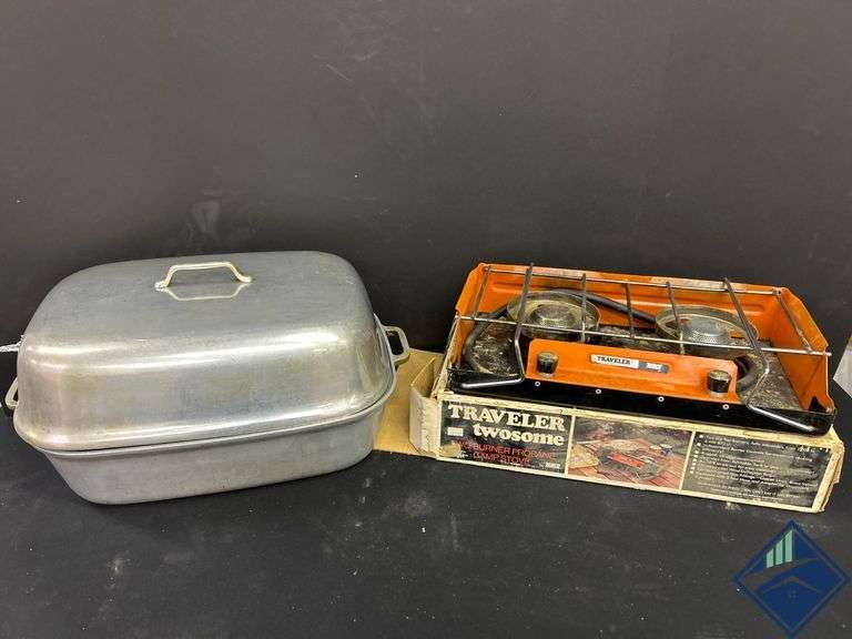 Traveler Twosome Two-Burner Propane Camp Stove With Roasting Pan