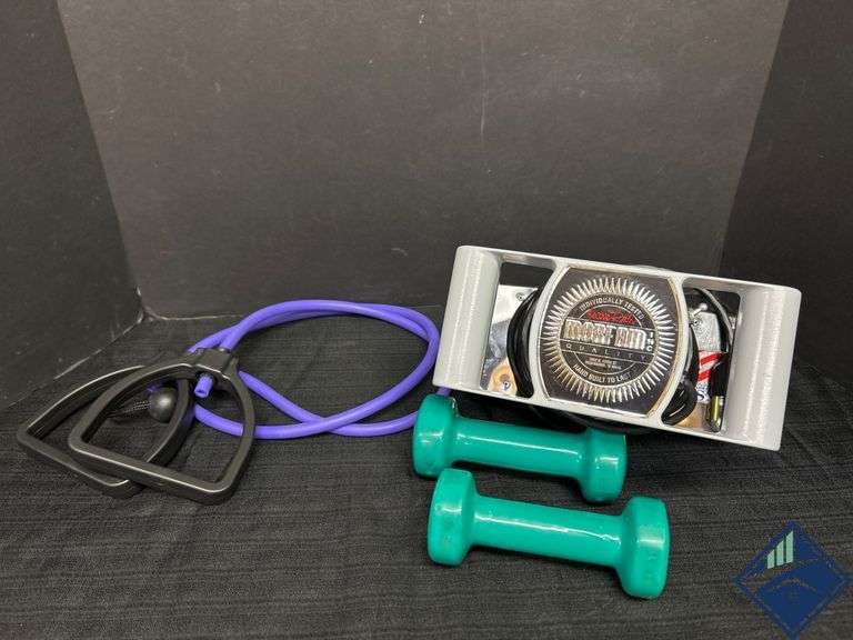 Exercise Equipment: Dumbbells, Resistance Band, and Morgan Power Unit