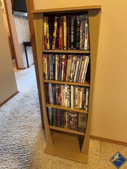 43” Media Shelf with DVDs and VHS *basement*