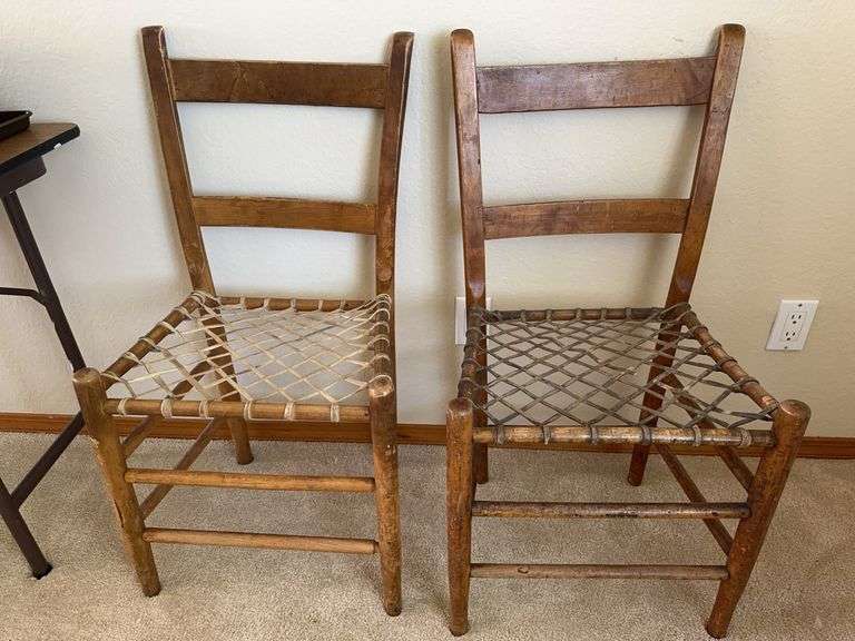 Vintage Ladder Back Chairs With Woven Seats