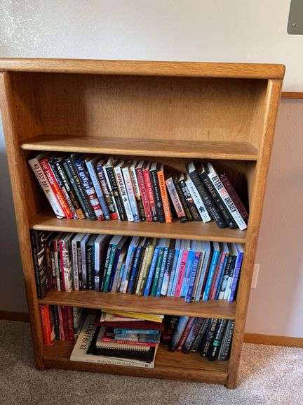 Oak Three Shelf Bookcase *basement, contents not included*