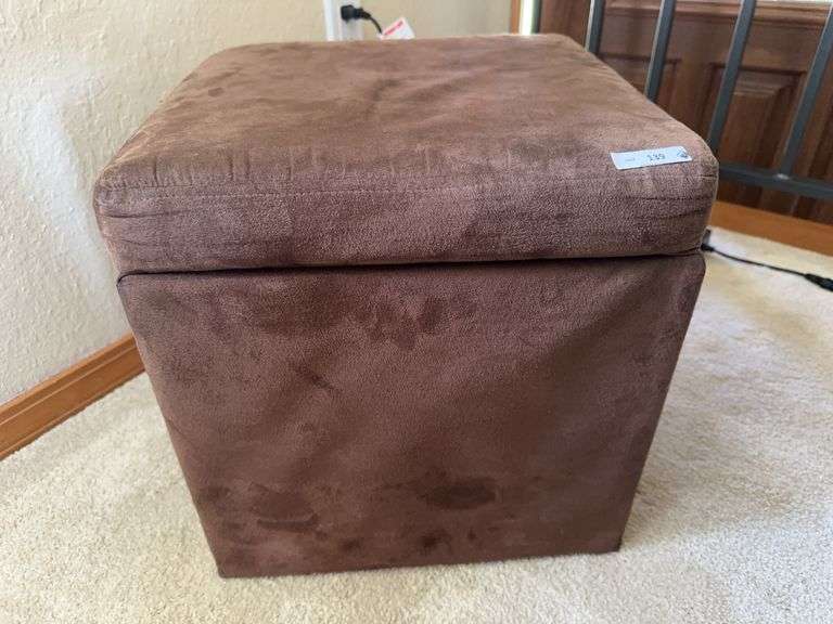 Brown Storage Ottoman With Religious Books