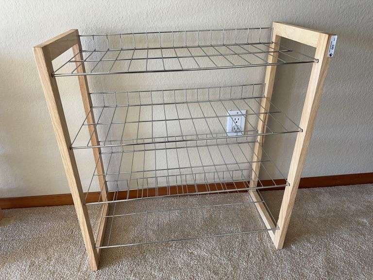 Wood And Metal Three Shelf Rack