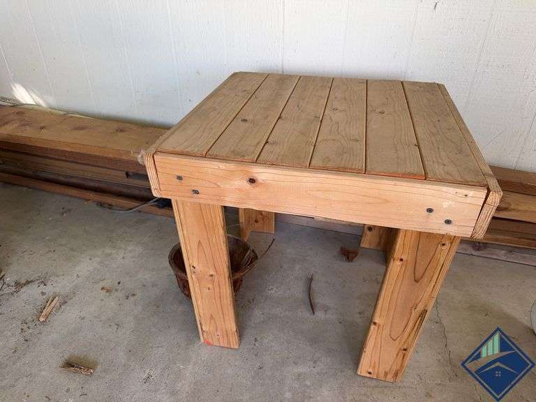 Handmade Table with Wood Plank Assortment with Pole Saw