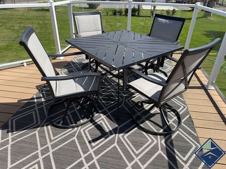 Square Patio Table with Chairs & Rug *upstairs*