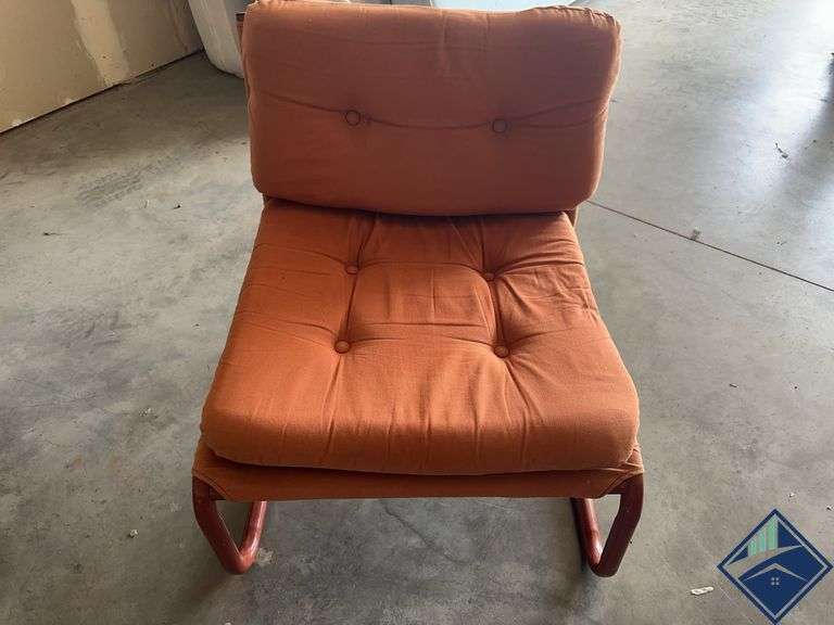 Orange Lounge Chair With Metal Frame