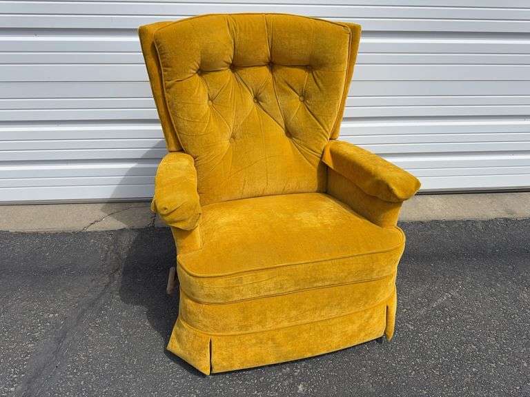 Mid Century Mustard Yellow Velvet Recliner