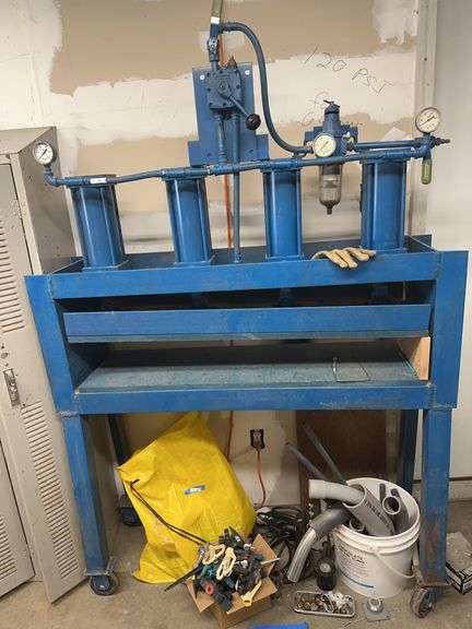 Homemade Industrial Pneumatic Press With Gauges And Casters