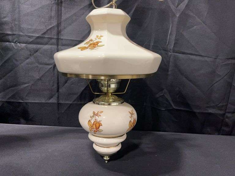 Vintage Floral Hanging Glass Lamp