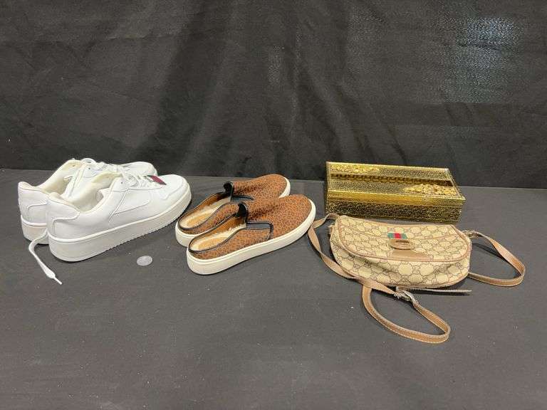 NO BO Sneakers, TIME AND TRU Slip-Ons, Purse, Ornate Metal Tissue Box