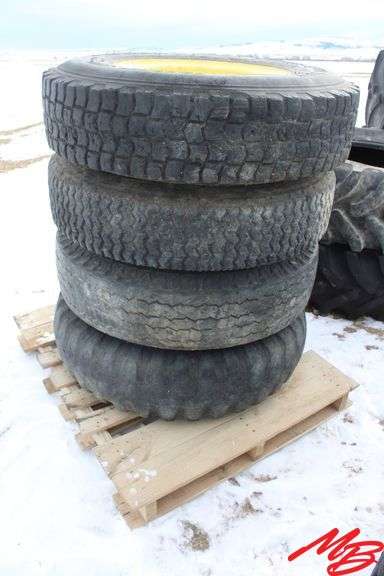 (4) Tires w/Rims; 10.00 R20 (pr), 8 bolt Rims