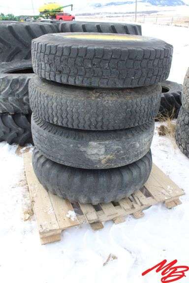 (4) Tires w/Rims; 10.00 R20 (pr), 8 bolt Rims