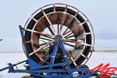 Long Water Reel w/Big Gun Sprinkler, 5" Poly Hose