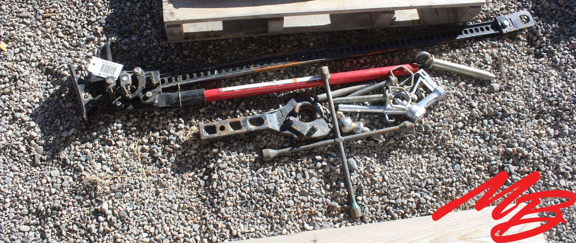 Assorted Tools:  High Lift Jack (bent), Pintle Hitch, Pins, etc.