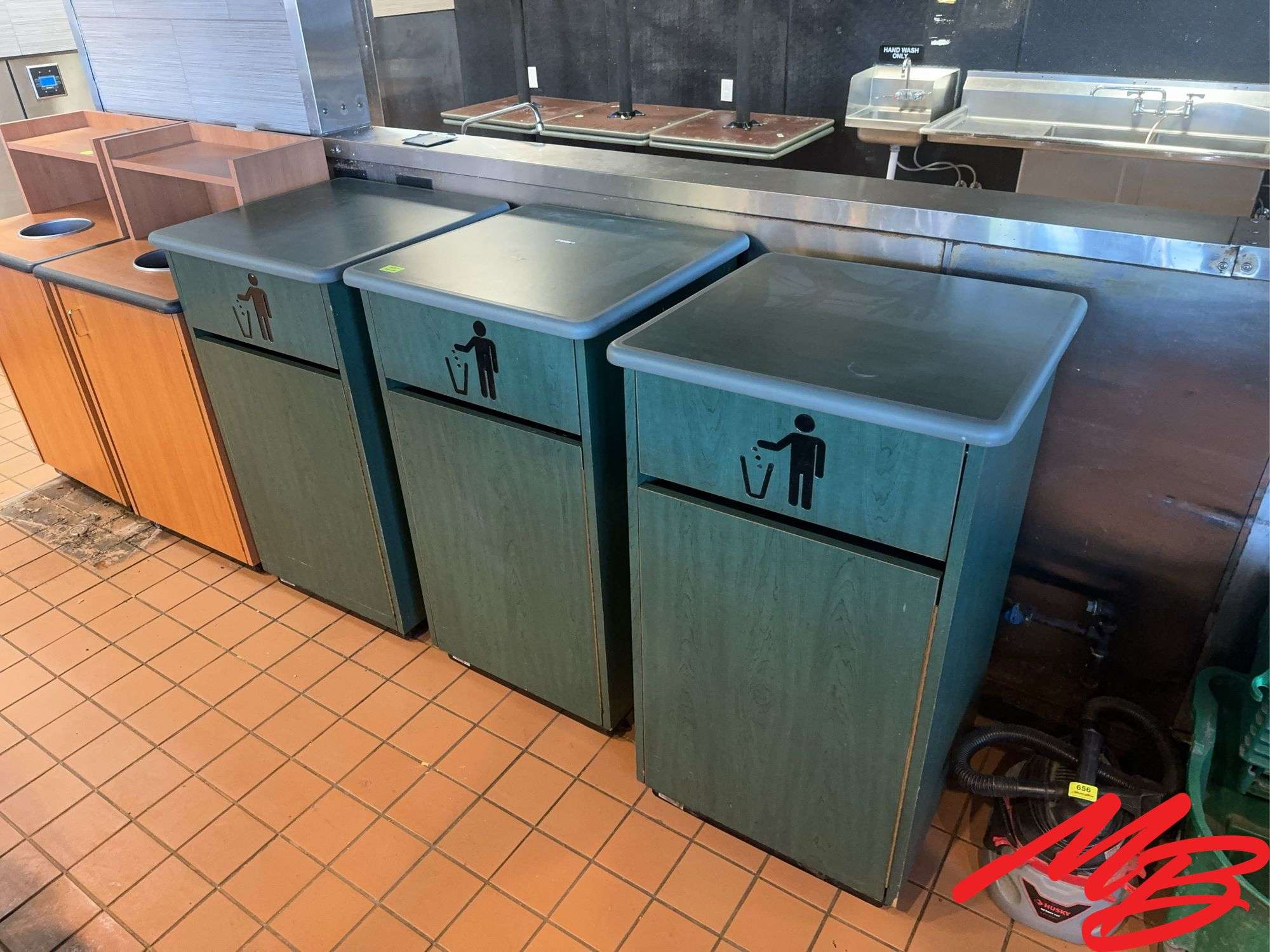 (3) Green Garbage Cans