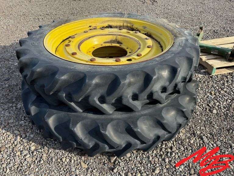 1-Pair Goodyear 320/90R46 Tractor Tires on 12-Bolt Wheels