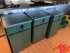 (3) Green Garbage Cans